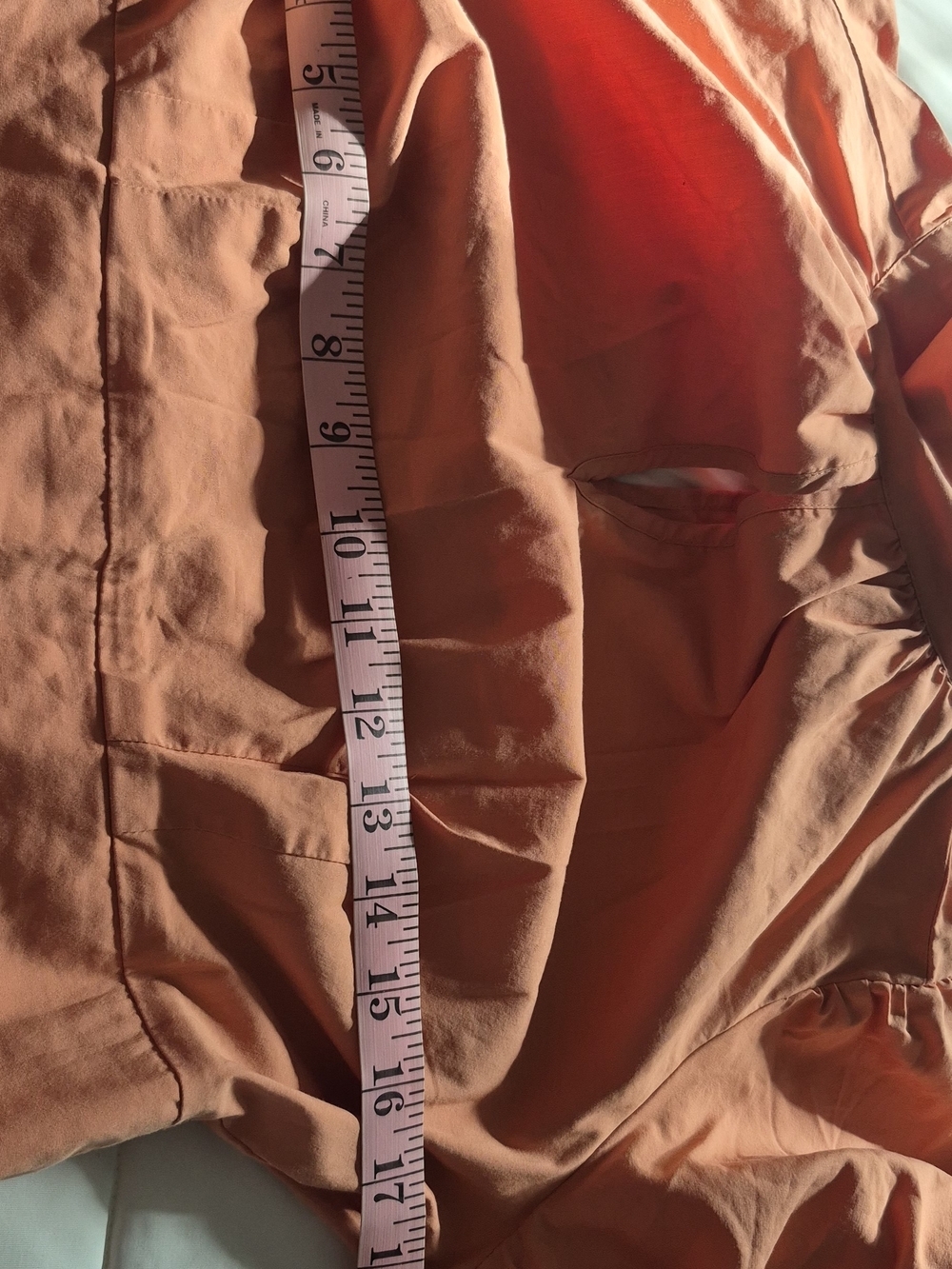 New York And Company Peach High-Low Tie-Neck Blouse - Picture 9 of 12